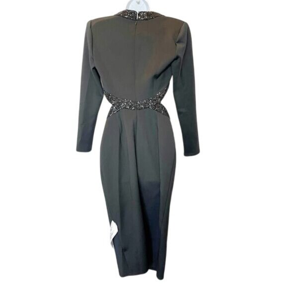 Sho By Tadashi Shoji Black Sequined Cutout Long Sleeve Dress NWT Size Small - Picture 8 of 16